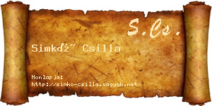 Simkó Csilla névjegykártya